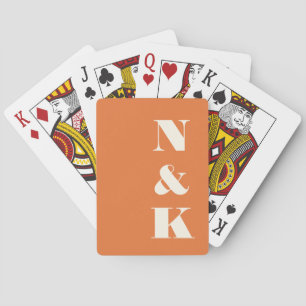 Jeu De Cartes Mariage minimaliste moderne monogramme orange brûl