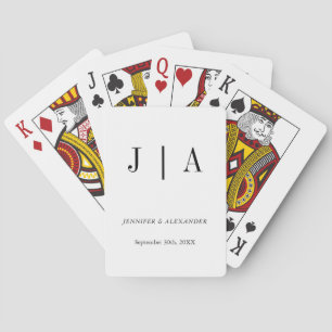 Jeu De Cartes Mariage Monogramme Noir Et Blanc Moderne