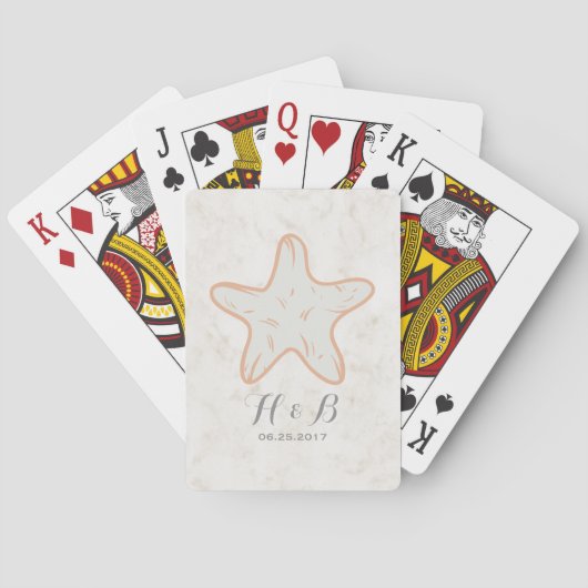 Jeu De Cartes Mariage Orange Rustique Starfish (dos)