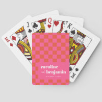 Mariage personnalisé en damier rose et rouge gras