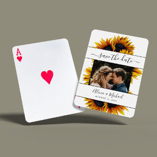 Jeu De Cartes Mariage photo rustique moderne tournesol enregistr