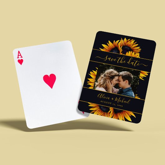 Jeu De Cartes Mariage photo rustique moderne tournesol enregistr