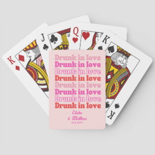 Jeu De Cartes Mariage Rétro Rose Ivre d'Amour