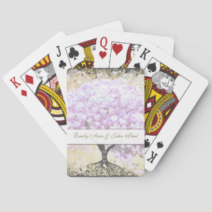 Jeu De Cartes Mariage Vintage d'oiseaux de l'arbre de la feuille