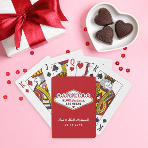 Jeu De Cartes Marié dans Fabulous Las Vegas Mariage rouge Monogr