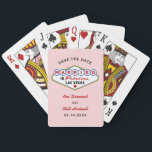 Jeu De Cartes Marié dans Fabulous Vegas Mariage Enregistrer la d<br><div class="desc">Annoncez votre mariage Vegas en style ! Ce mariage amusant "Marié à Fabulous Las Vegas" sauvegarder la date de jeu de cartes comporte un monogramme des noms de la mariée et du marié et la date future du mariage avec un arrière - plan rose clair (peut être modifié). Couleurs design...</div>