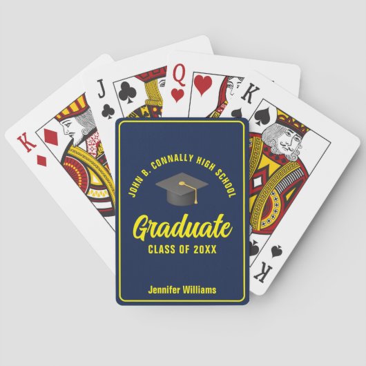 Jeu De Cartes Marine Blue Jaune Graduate Custom Party (dos)