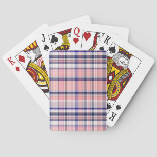 Jeu De Cartes Marine Rose Bleu Blanc Preppy Madras Plaid