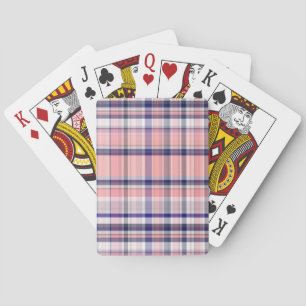 Jeu De Cartes Marine Rose Bleu Blanc Preppy Madras Plaid