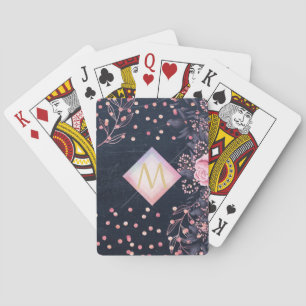 Jeu De Cartes Marine Rosegold Cadeaux Monogramme Girl Floral Ros