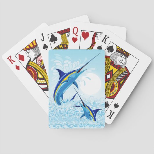 Jeu De Cartes Marlin Bleu Jaillissant de l'Océan (dos)