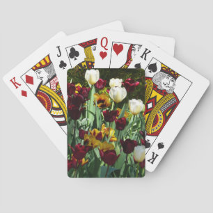 Jeu De Cartes Maroon et Tulipes Jaunes Florales colorées