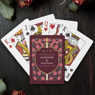 Jeu De Cartes Maroon Royal Sword Shield Wedding Favor