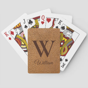 Jeu De Cartes Marque-page personnalisée en cuir brun texturé