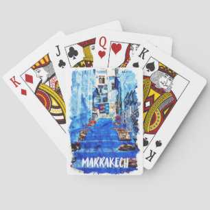 Jeu De Cartes Marrakech coloré Maroc Architecture Aquarelle
