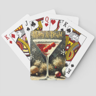 Jeu De Cartes Martini de Noël aux triples cranberries Rétro 50