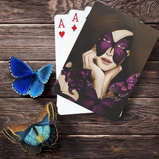 Jeu De Cartes Mascarade Papillon Violet Femme Élégante Fantaisie