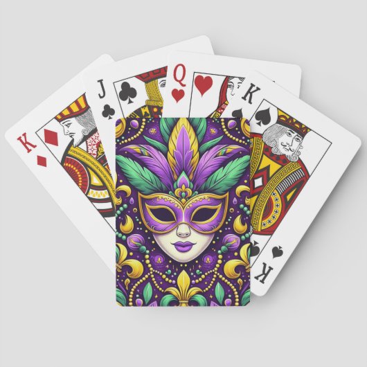 Jeu De Cartes Masque Mardi Gras/perles/fleur de lis (dos)