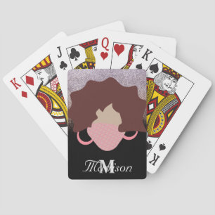 Jeu De Cartes Masque pour visage Fille aux cheveux ondulés Paill