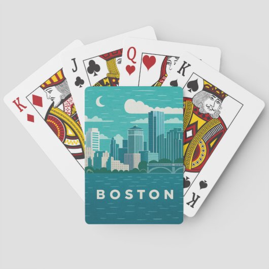 Jeu De Cartes Massachusetts Night Cityscape | Boston City (dos)
