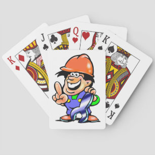 Jeu De Cartes Mécanicien de dessin animé ouvrier du bâtiment ave