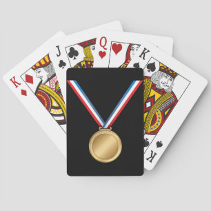 Jeu De Cartes Médaille d'or avec ruban bleu blanc rouge