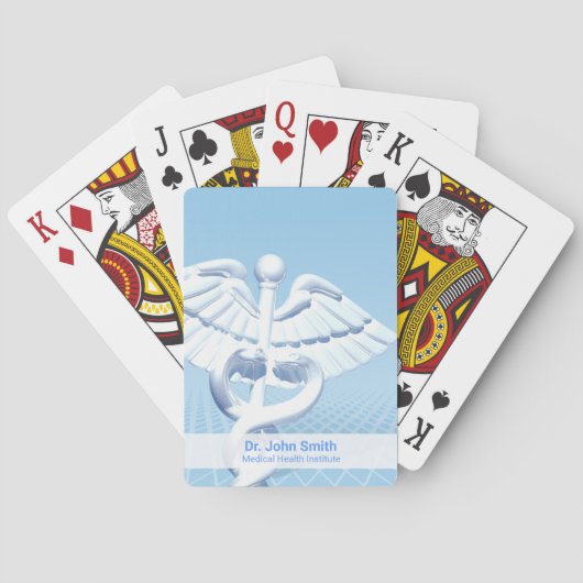 Jeu De Cartes Médicale blanc 3D Caduceus Blue Design (dos)