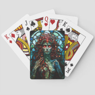 Jeu De Cartes Medusa - Fenêtre en verre tendu Style Tiffany