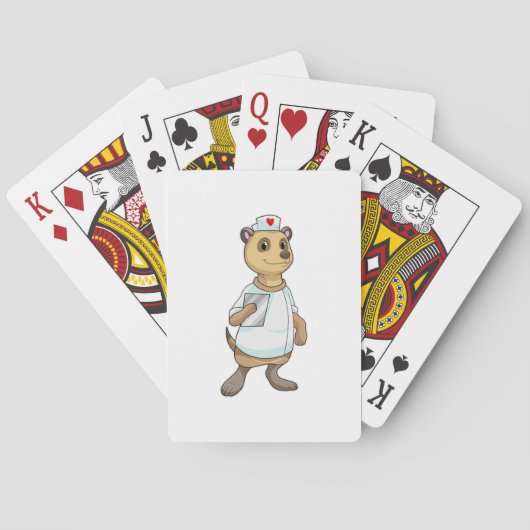Jeu De Cartes Meerkat comme infirmière avec coeur (dos)