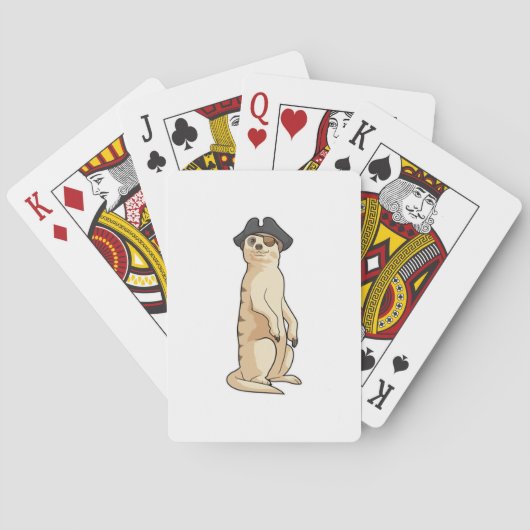 Jeu De Cartes Meerkat comme Pirate avec casquette pirate (dos)