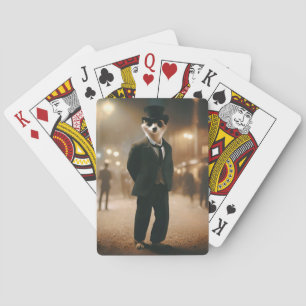 Jeu De Cartes Meerkat Habillé Pour Un Événement De Cravate Noire