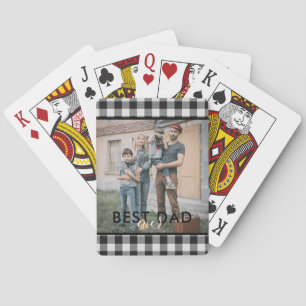 JEU DE CARTES MEILLEUR PAPA JAMAIS NOIR BUFFALO BLANC PLAID PHOT