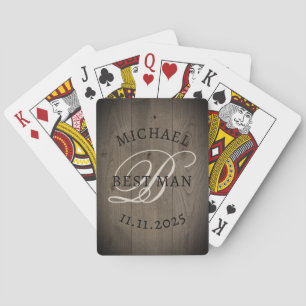 Jeu De Cartes Meilleur Témoin Rustique Monogramme