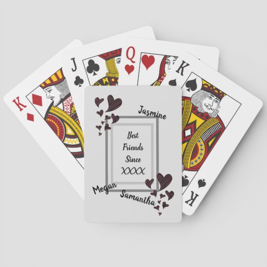 Jeu De Cartes Meilleurs amis Bright Red Heart Long amitié (dos)