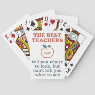 Jeu De Cartes MEILLEURS ENSEIGNANTS monogramme personnalisé joue