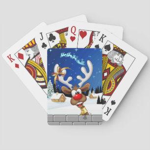 Jeu De Cartes Mème de Noël drôle de renne qui regarde par-dessus