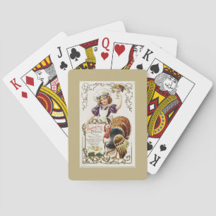 Jeu De Cartes Menu Thanksgiving vintage et fille