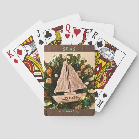 Jeu De Cartes Mer Côtière Tropicale & Salutations Plage Noël (dos)