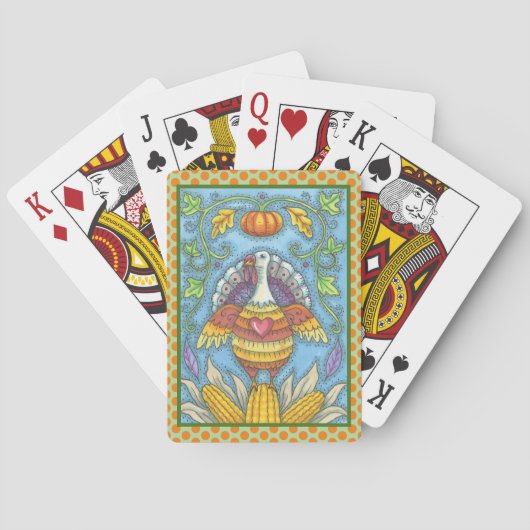 JEU DE CARTES MERCI FOLK ART TURKEY & CORN PLAYCARDS (dos)