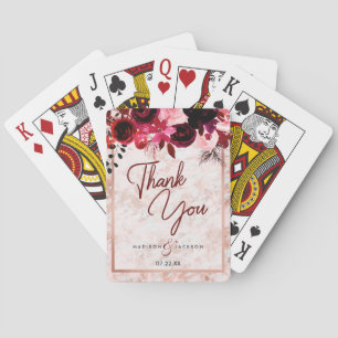 Jeu De Cartes Merci Mariage de marbre doré Rose de Bourgogne