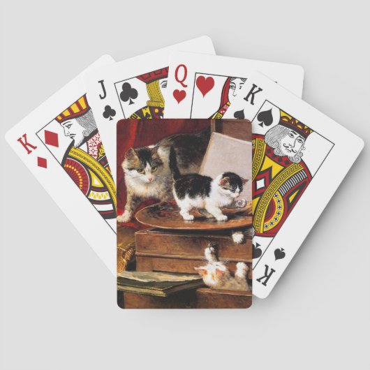 Jeu De Cartes Mère Chat et chatons sur table (dos)