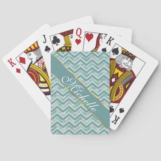 Jeu De Cartes Mère de Pearl Turquoise ZigZag (dos)