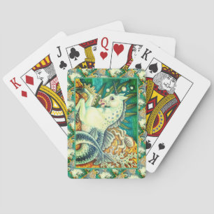 JEU DE CARTES MERHORSE & OCTOPUS BLANC, CHEVAL UNICORN IMAGINAIR