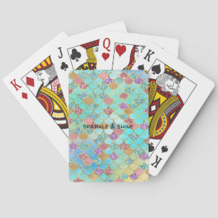 Jeu De Cartes Mermaid à Parties scintillant d'or bleu rose d'Aqu