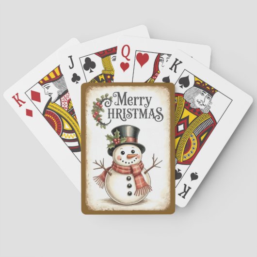 Jeu De Cartes Merry Christmas Snowman Poker Playing Cards (dos)