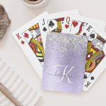 Jeu De Cartes Métal brossé violet Parties scintillant d'argent N<br><div class="desc">Personnalisez facilement ce design chic et branché de cartes à jouer avec une jolie parties scintillant brillante en argent sur un arrière - plan métallique brossé violet.</div>