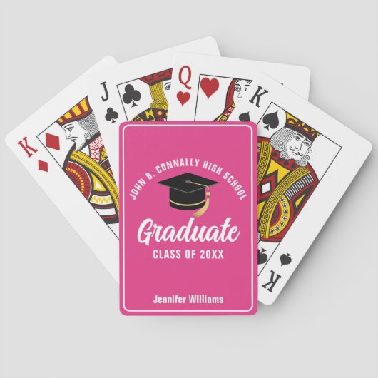 Jeu De Cartes Mete Hot Pink Graduation Custom 2025 Graduate (dos)