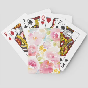 Jeu De Cartes Mi-été   Aquarelle rose floral