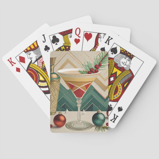 Jeu De Cartes Mi-Siècle Cocktail de Noël Fête Happy Hour (dos)