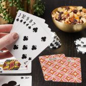 Jeu De Cartes Mi-siècle starburd sur rose orange cercles nom (In Situ)